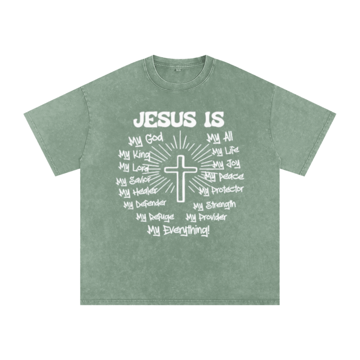 "Jesus is my everything" Snow Washed Oversized Cotton T-Shirt