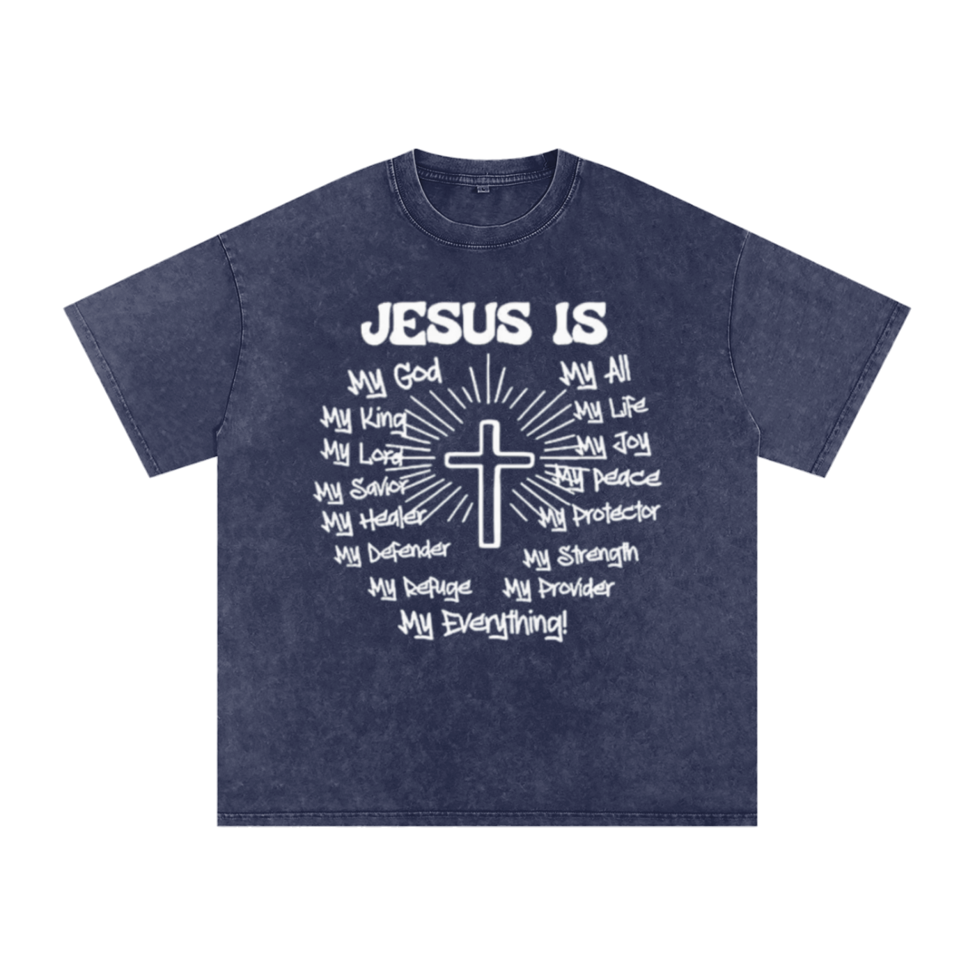 "Jesus is my everything" Snow Washed Oversized Cotton T-Shirt