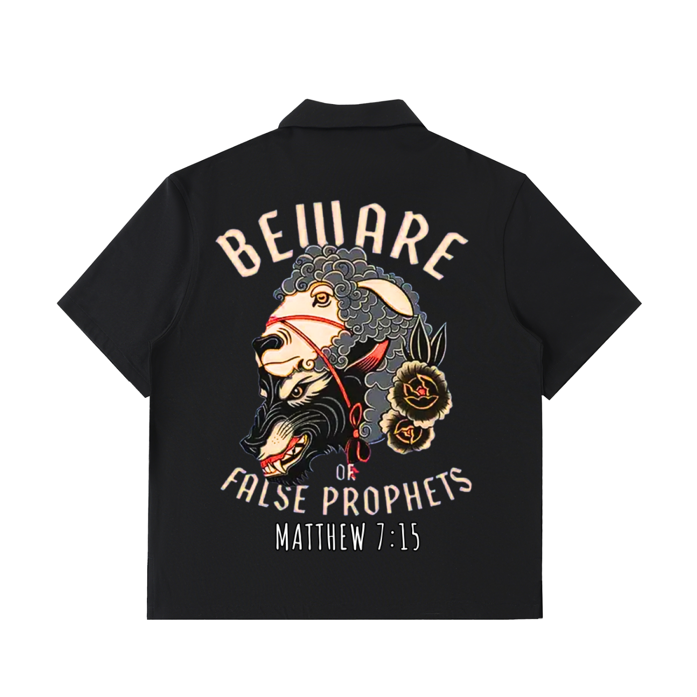 "Beware" Half-Zip Cotton Polo Shirt