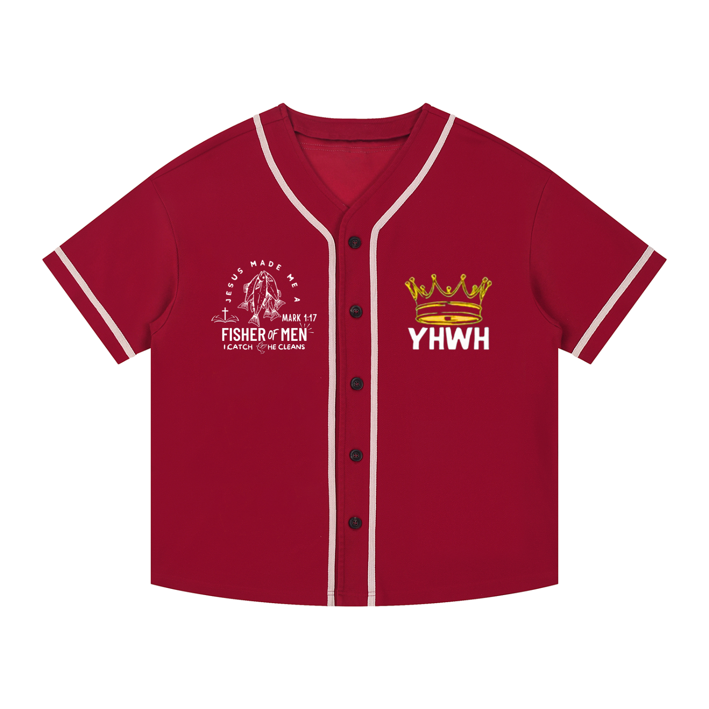 YHWH/Fishers of Men Contrast Piped Button-Up Jersey