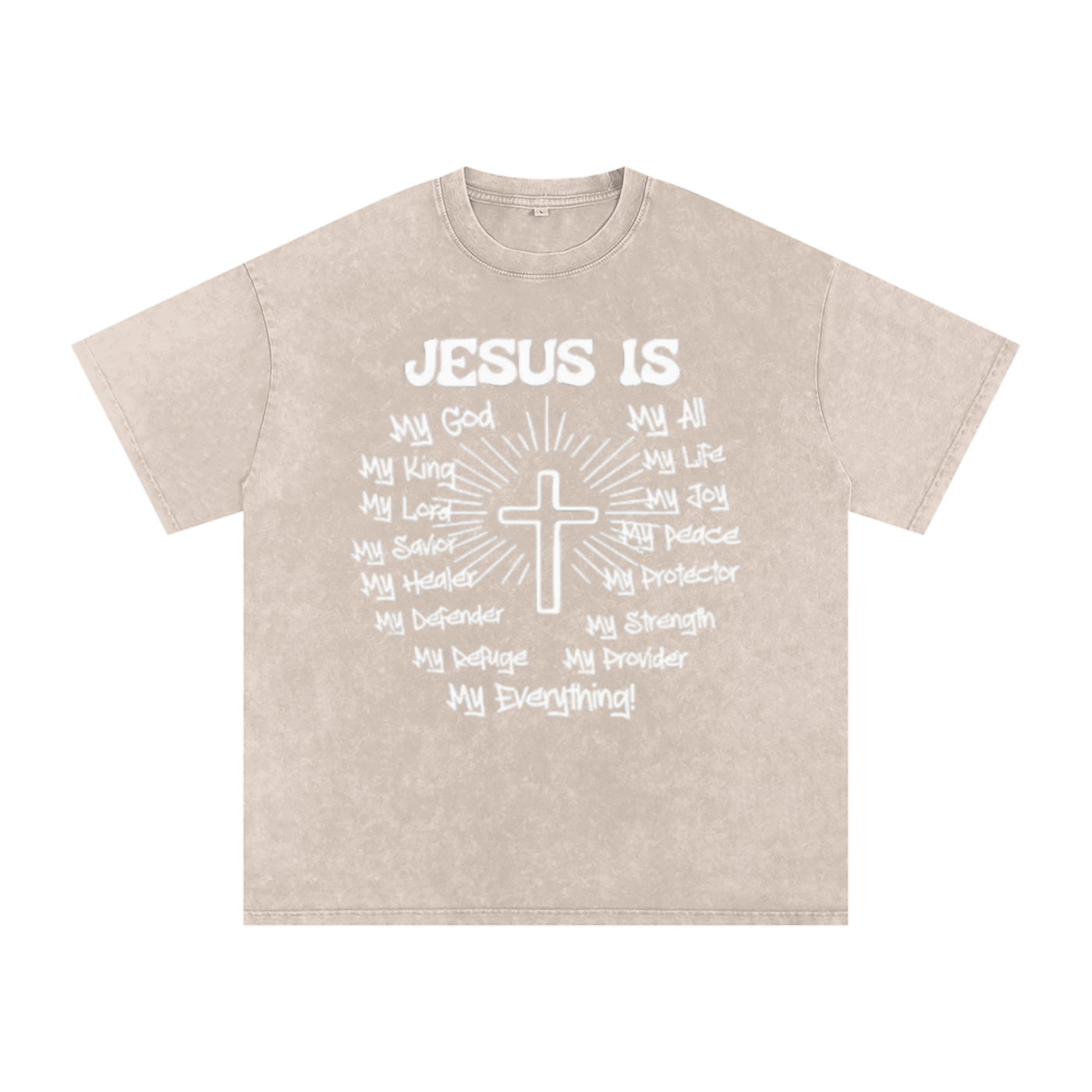 "Jesus is my everything" Snow Washed Oversized Cotton T-Shirt