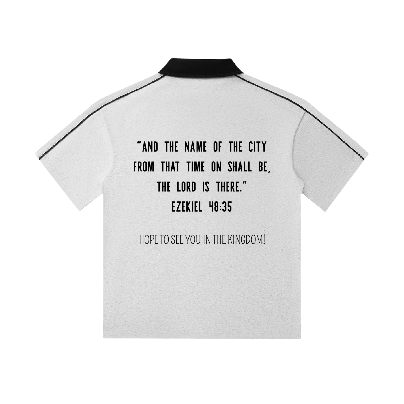 "YHWH SHAMMAH" Contrast Collar Short-Sleeve Polo Shirt