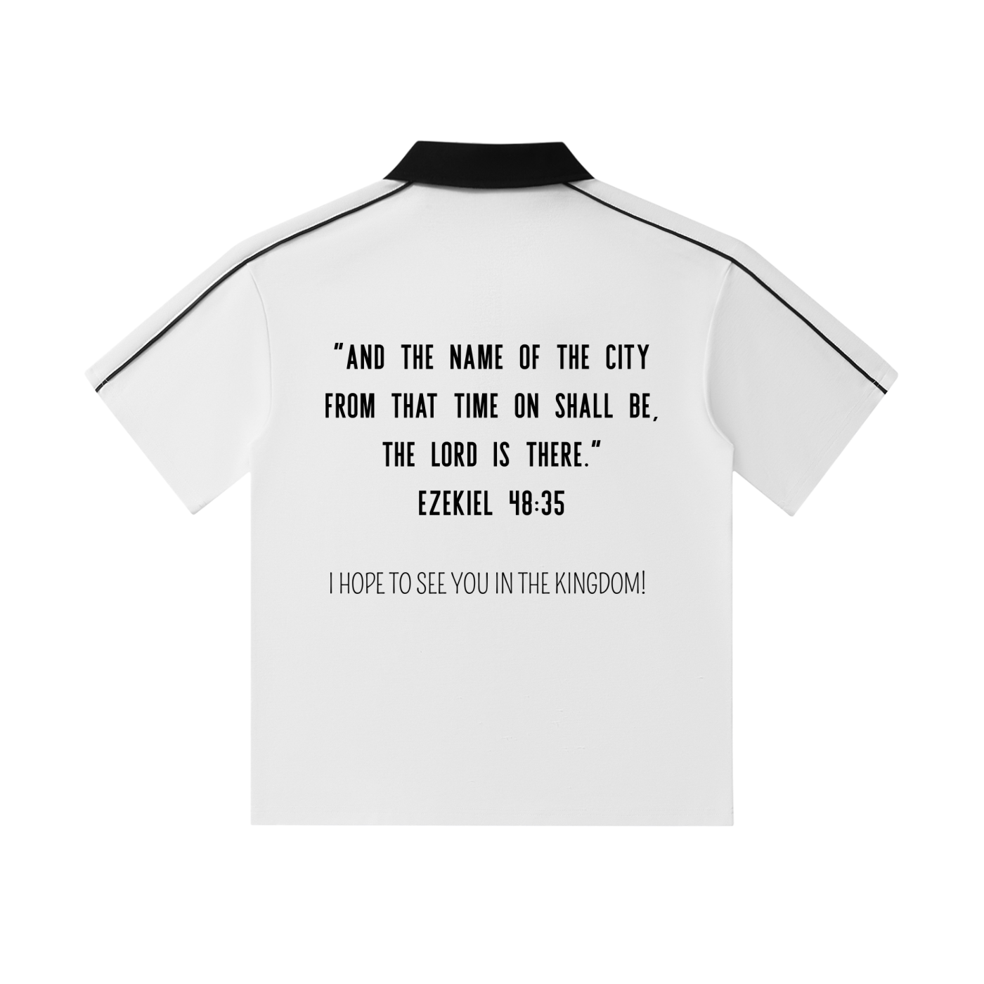 "YHWH SHAMMAH" Contrast Collar Short-Sleeve Polo Shirt