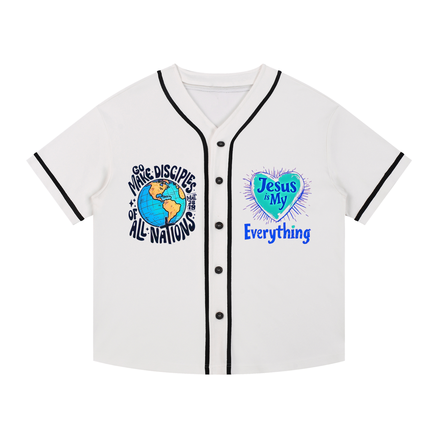 Psalm 95:3 Contrast Piped Button-Up Jersey