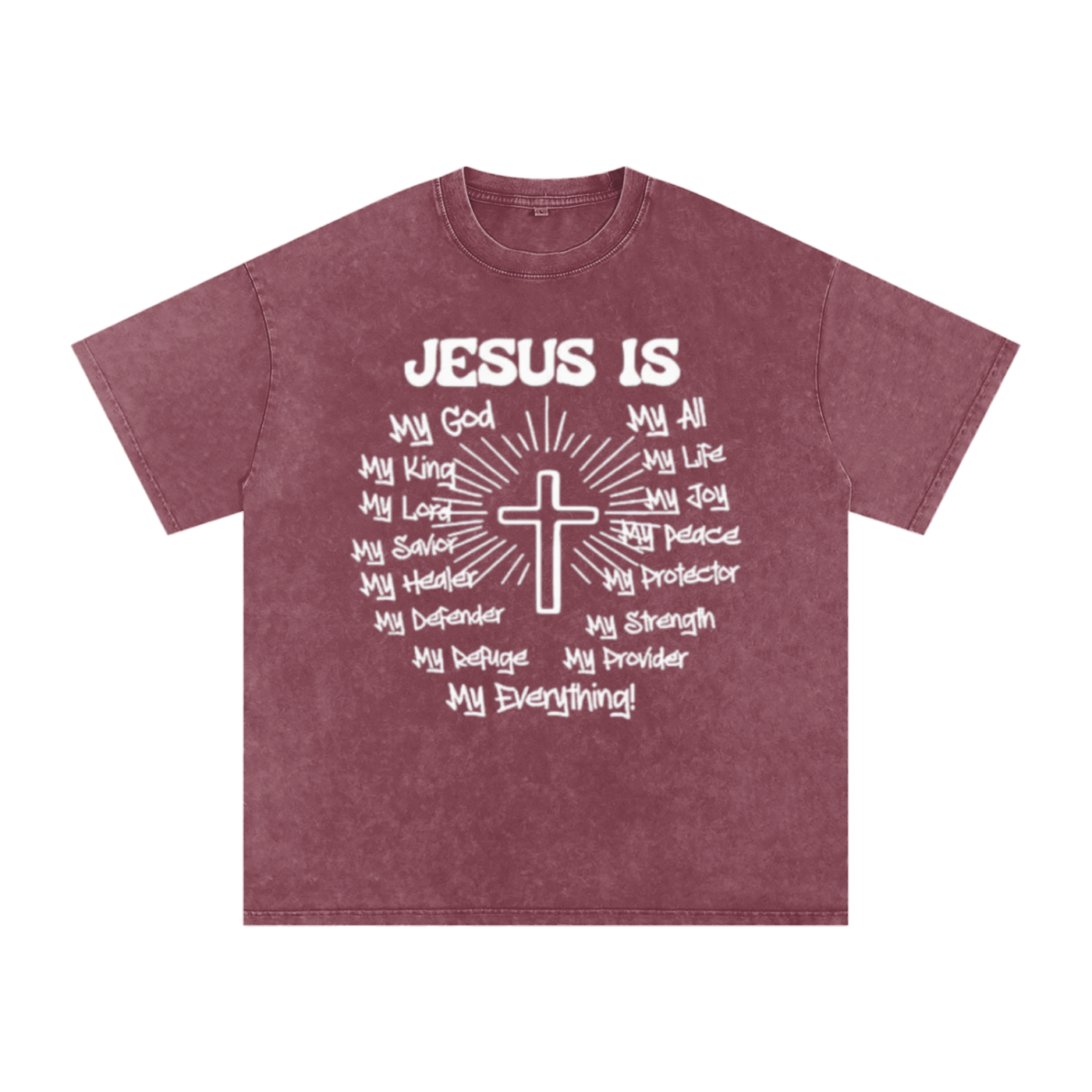"Jesus is my everything" Snow Washed Oversized Cotton T-Shirt