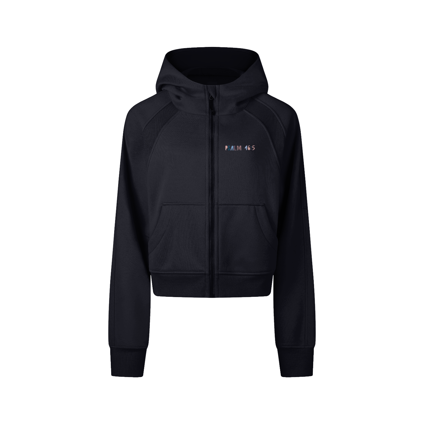 "Psalm 46:5" Women's Cropped Zip-Through Hoodie