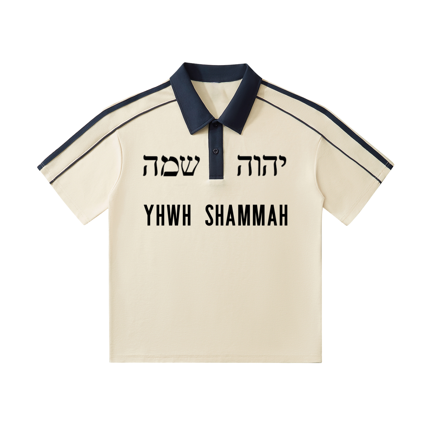 "YHWH SHAMMAH" Contrast Collar Short-Sleeve Polo Shirt