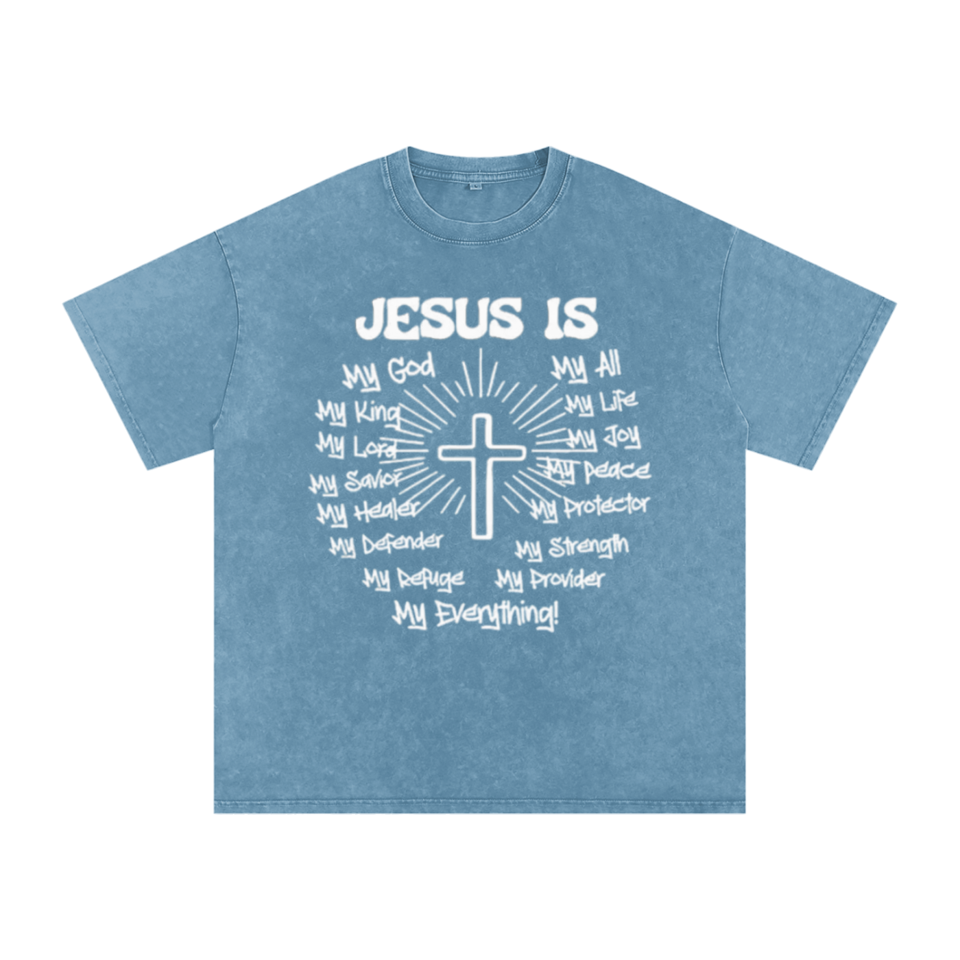 "Jesus is my everything" Snow Washed Oversized Cotton T-Shirt