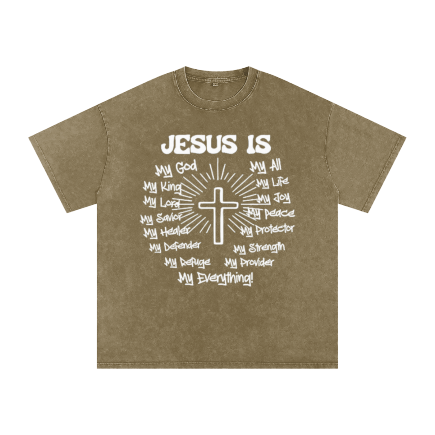 "Jesus is my everything" Snow Washed Oversized Cotton T-Shirt