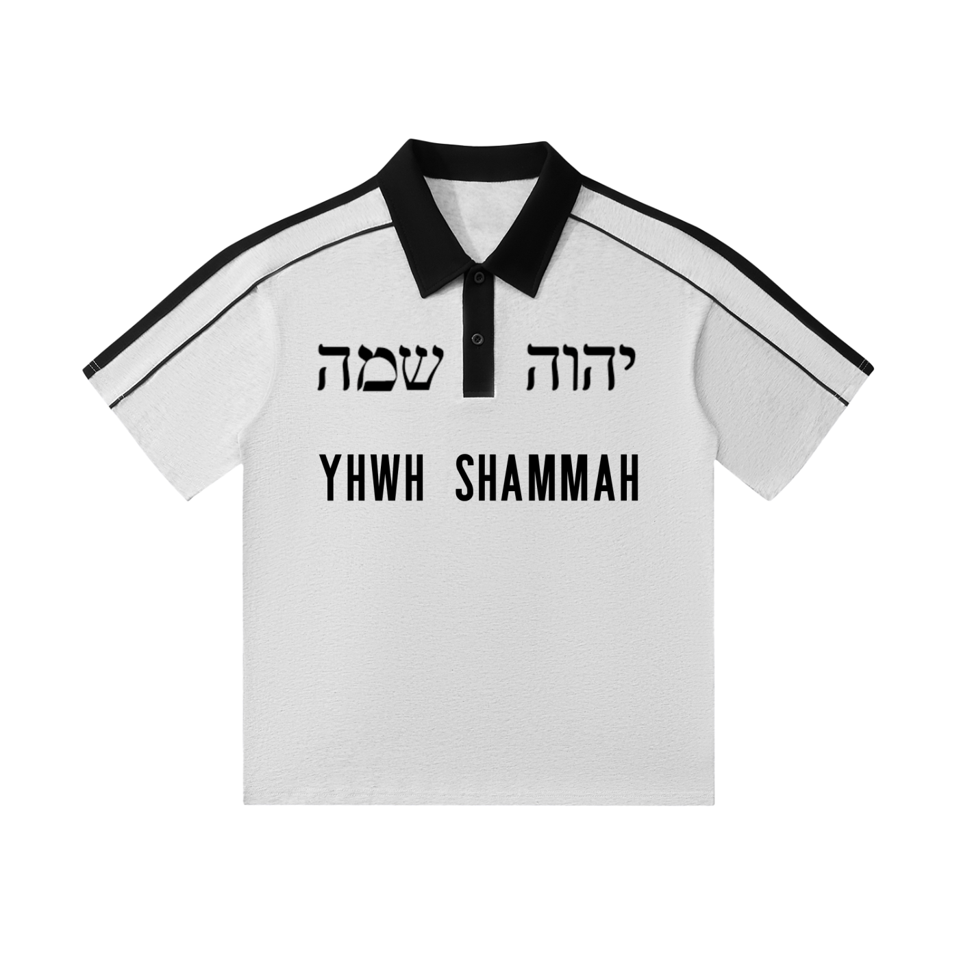 "YHWH SHAMMAH" Contrast Collar Short-Sleeve Polo Shirt