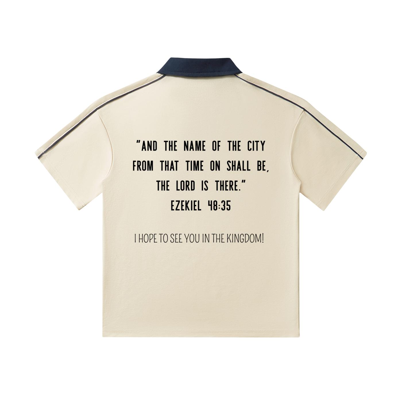 "YHWH SHAMMAH" Contrast Collar Short-Sleeve Polo Shirt