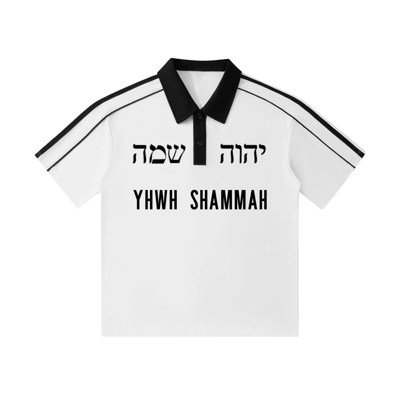 "YHWH SHAMMAH" Contrast Collar Short-Sleeve Polo Shirt