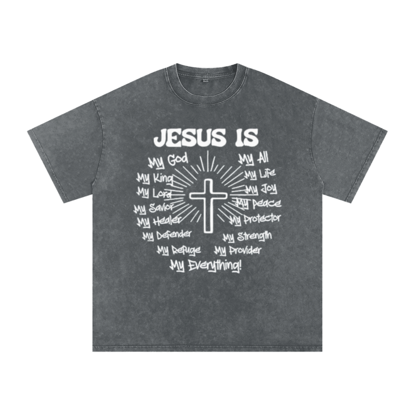"Jesus is my everything" Snow Washed Oversized Cotton T-Shirt