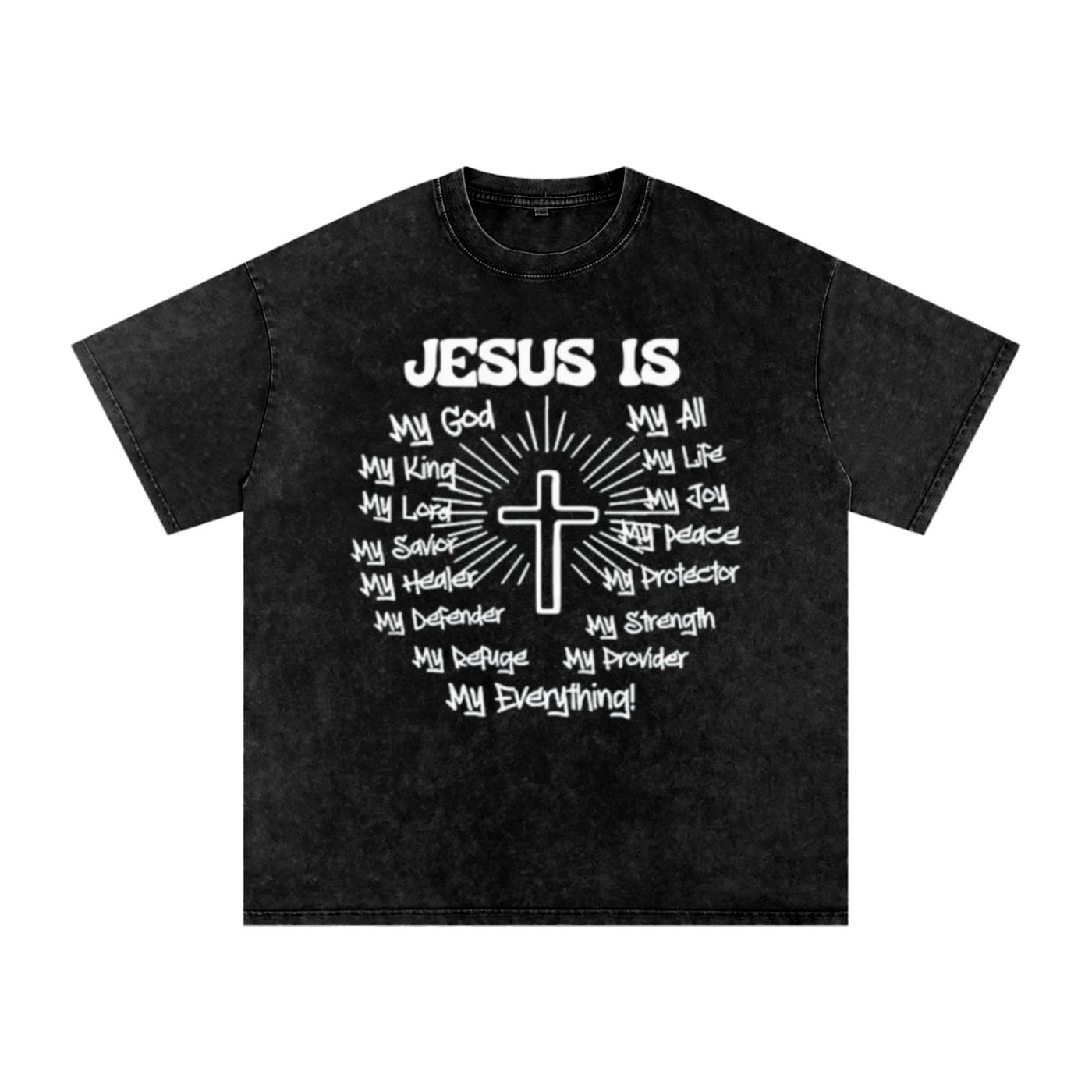 "Jesus is my everything" Snow Washed Oversized Cotton T-Shirt