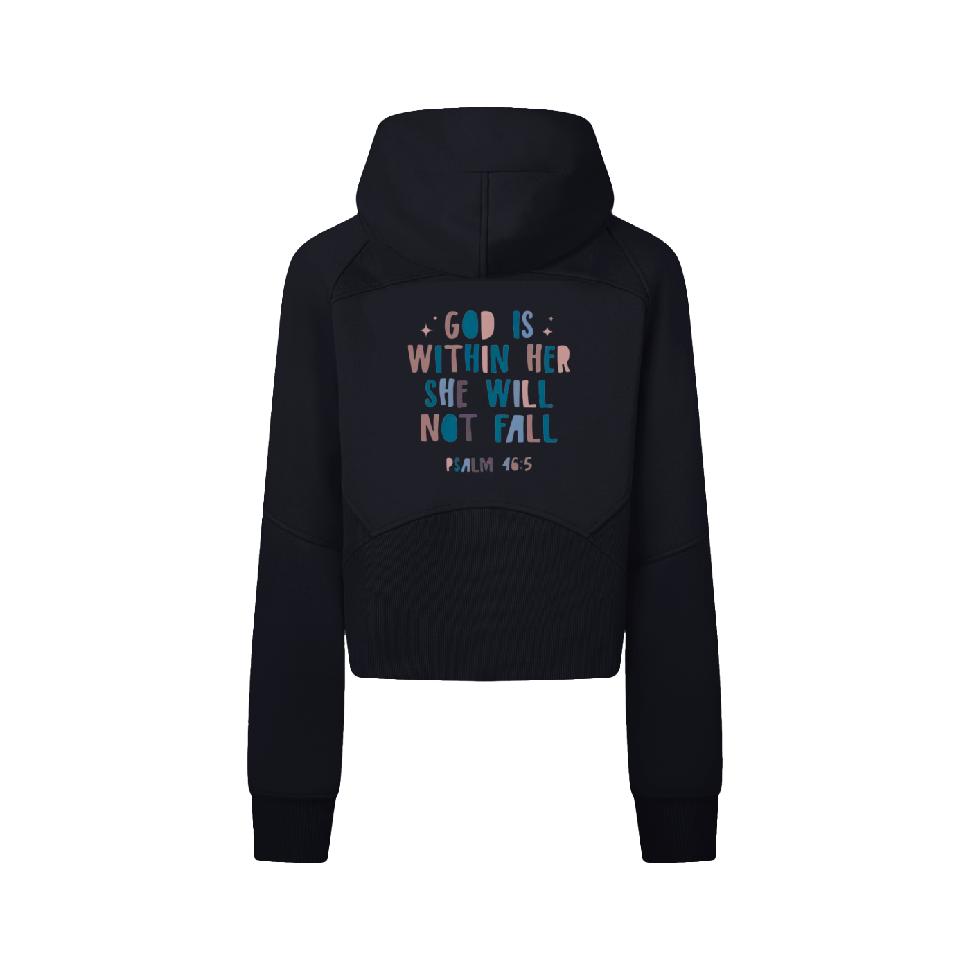 "Psalm 46:5" Women's Cropped Zip-Through Hoodie