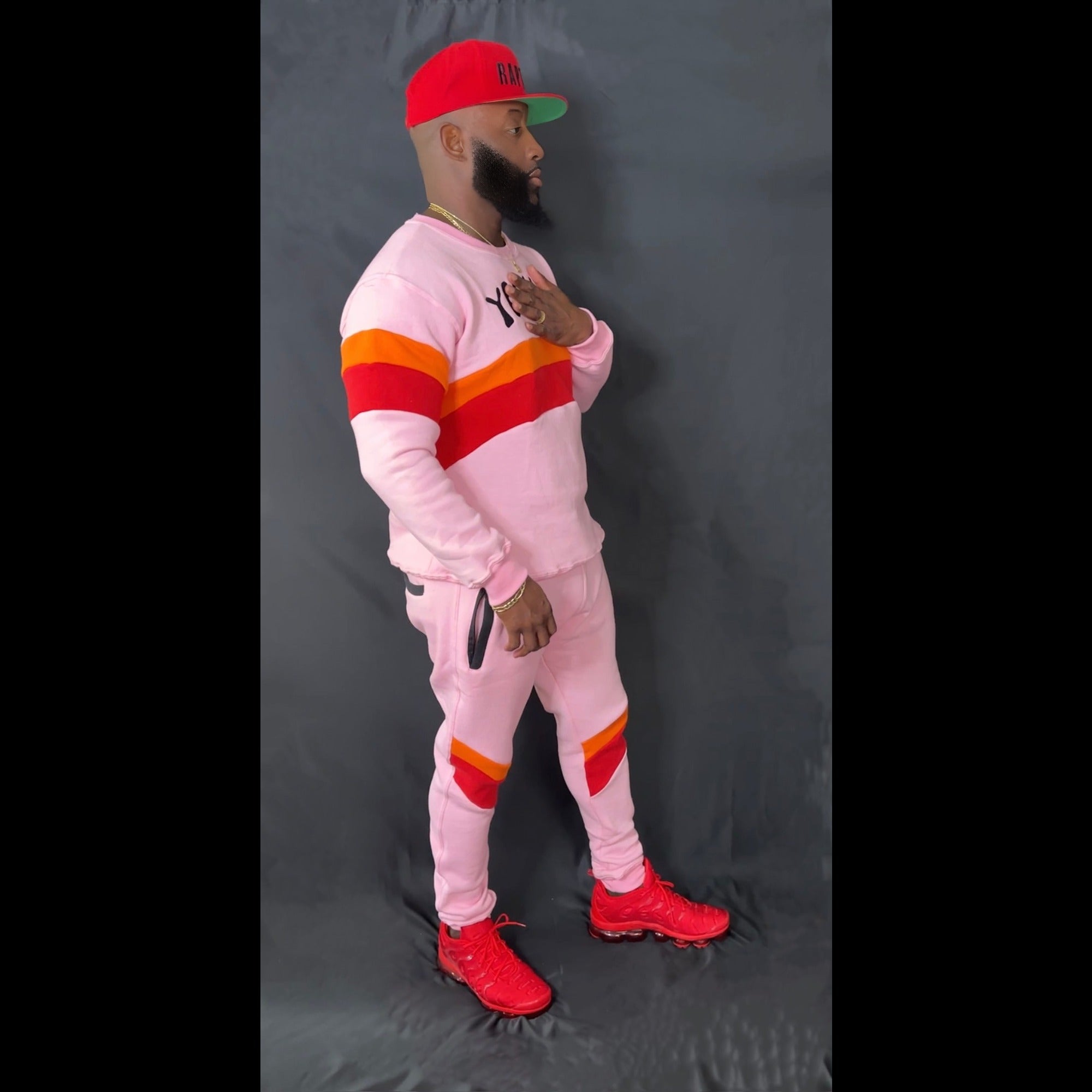 Preach Faith in Christ Crewneck Sweatsuit in Pink