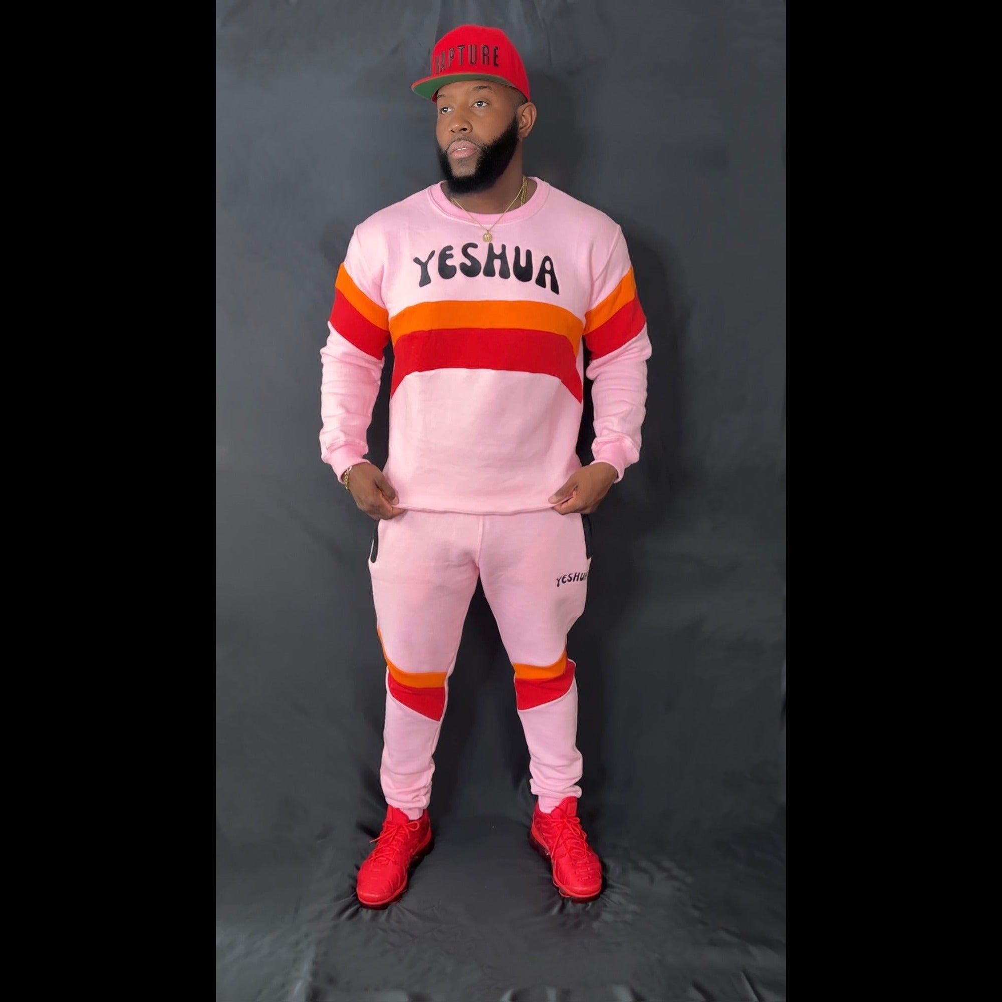 Preach Faith in Christ Crewneck Sweatsuit in Pink