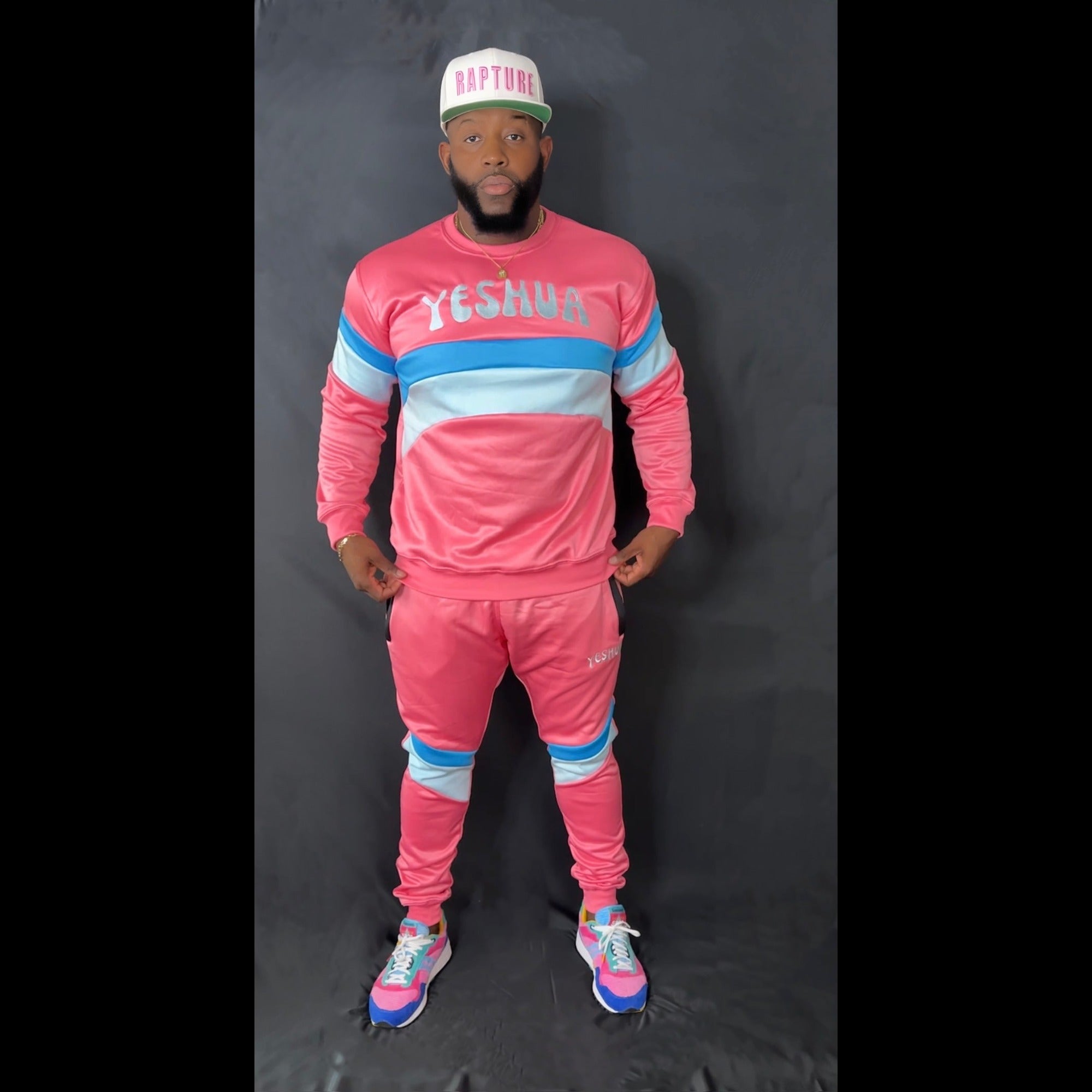 Preach Faith in Christ Crewneck Tracksuit in Dark Pink