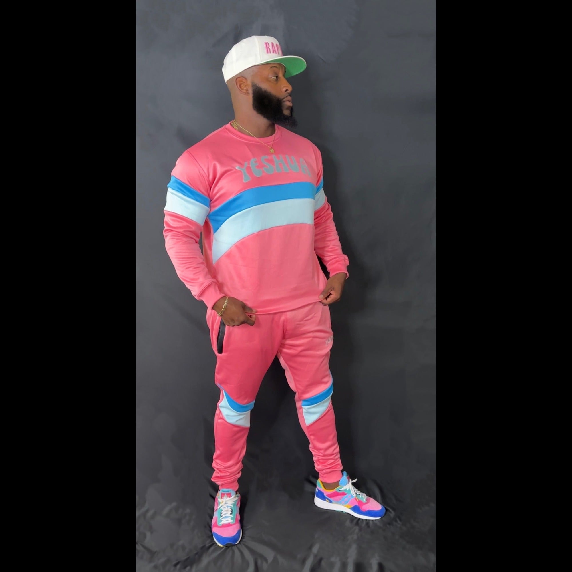 Preach Faith in Christ Crewneck Tracksuit in Dark Pink