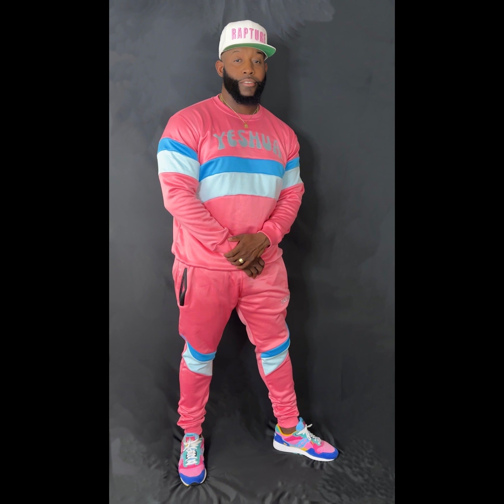 Preach Faith in Christ Crewneck Tracksuit in Dark Pink