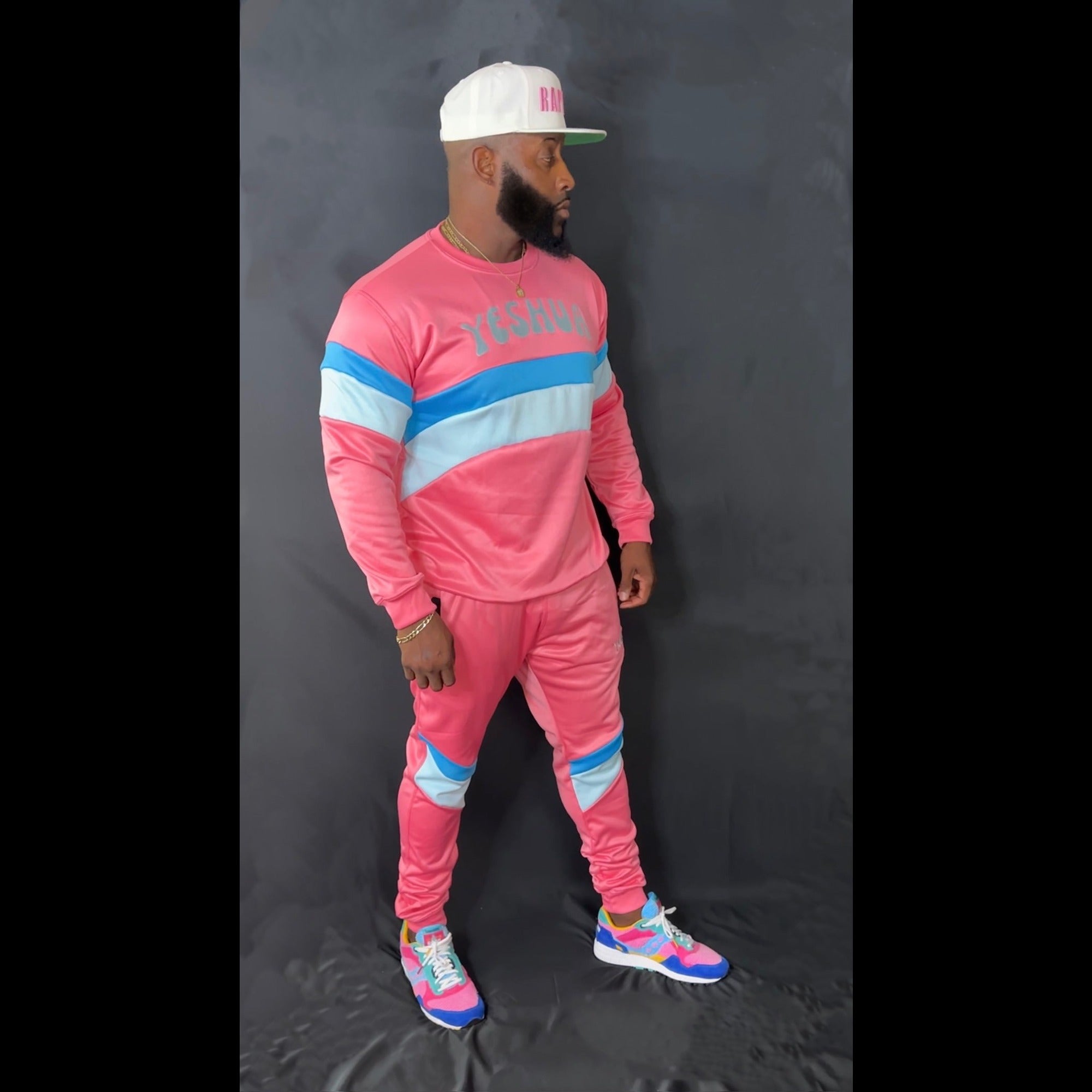 Preach Faith in Christ Crewneck Tracksuit in Dark Pink