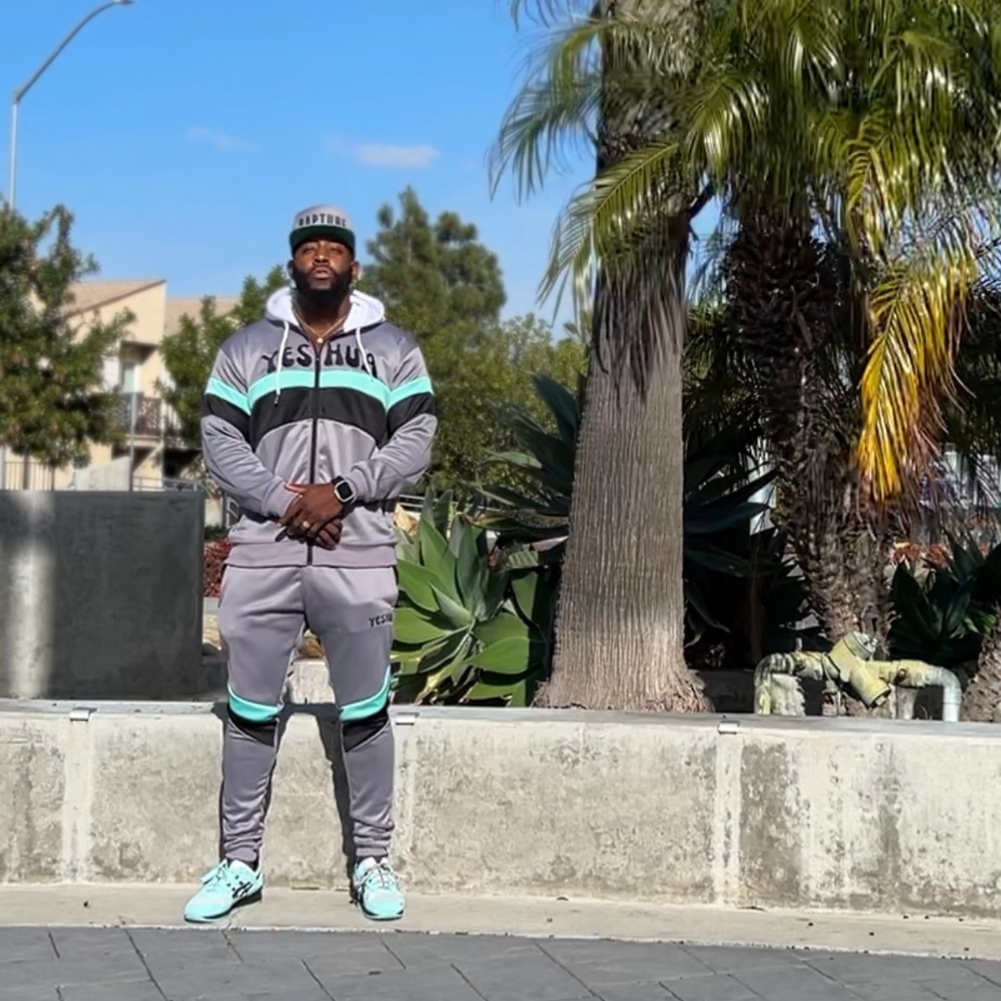 Preach Faith in Christ Tracksuit Set in Gray