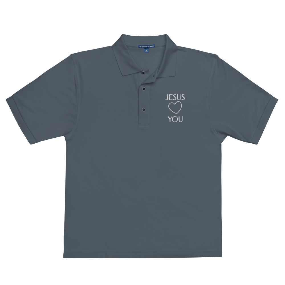 Jesus Loves  You Men's Premium Polo