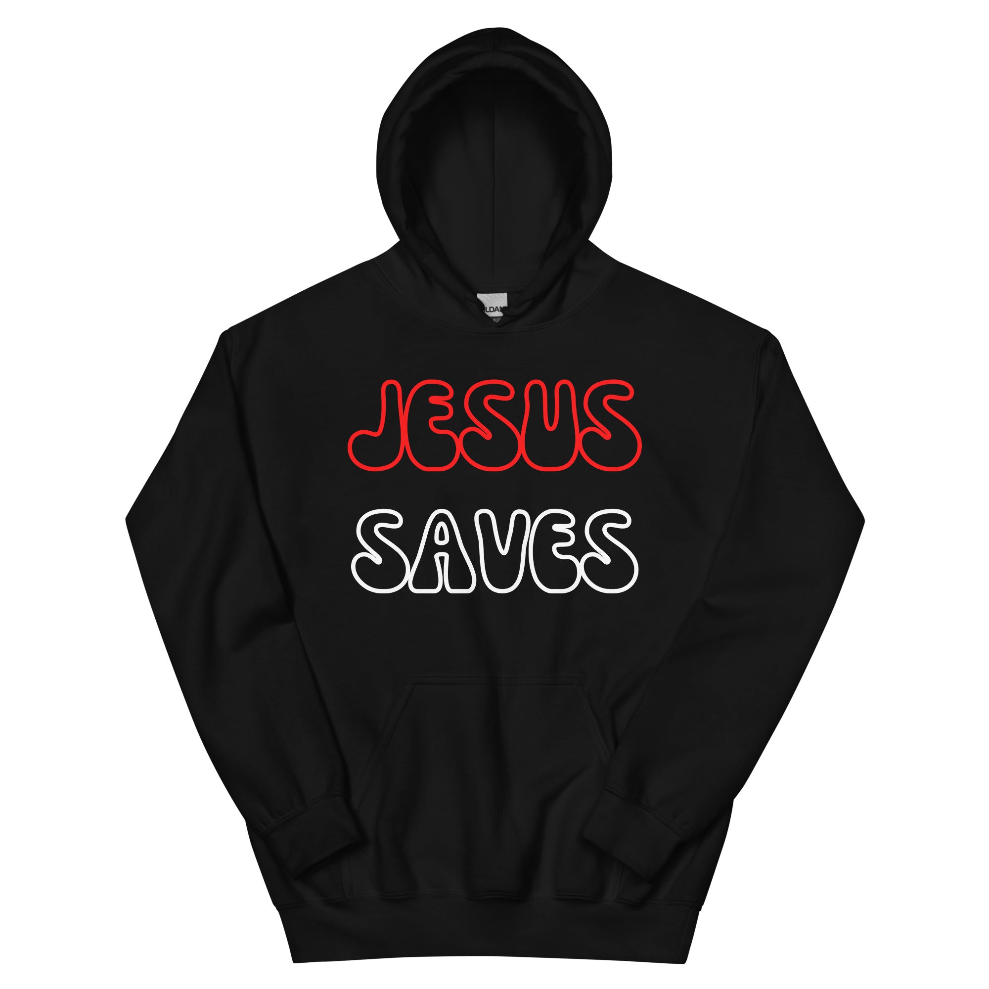 Jesus Saves Hollow  Red/White Unisex Hoodie