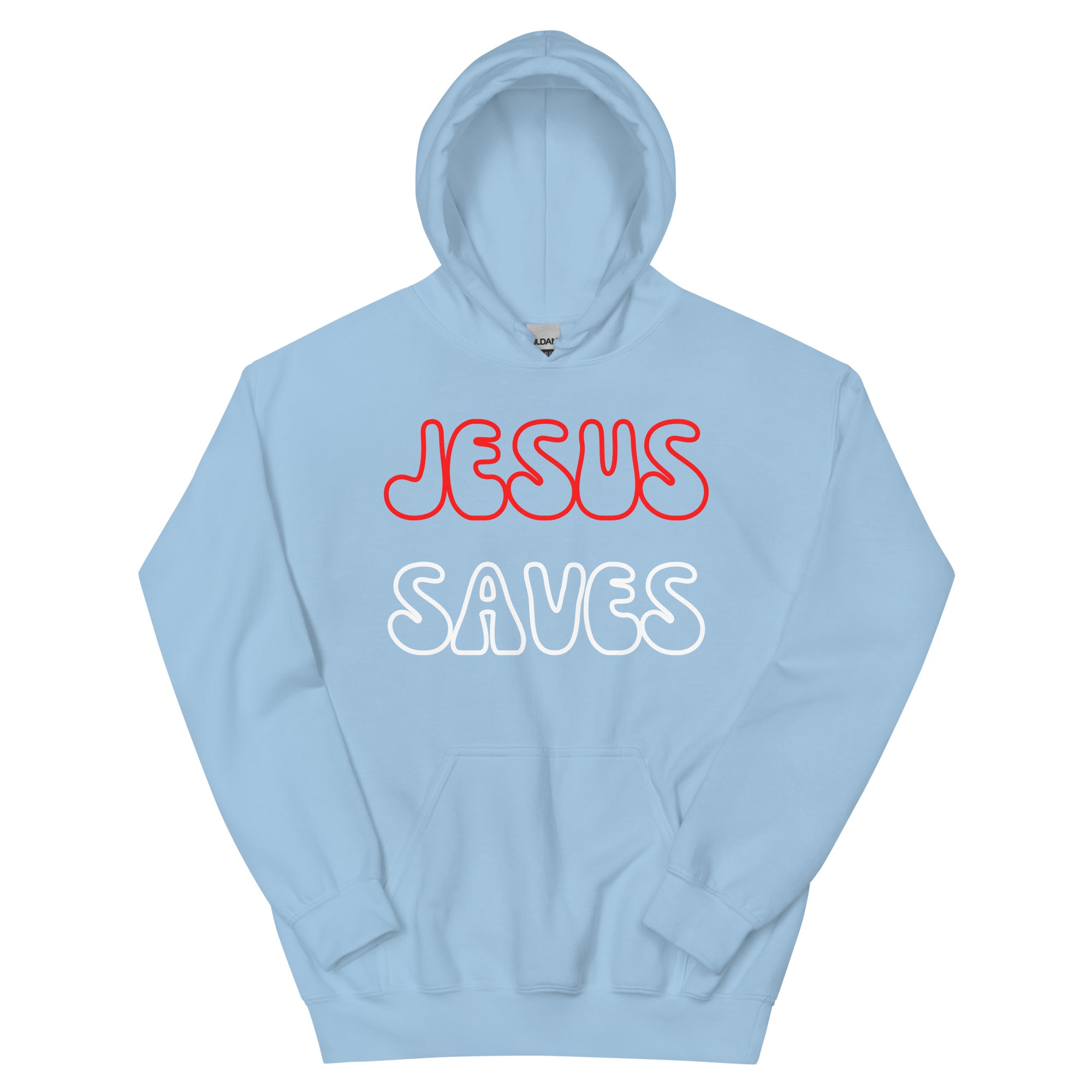 Jesus Saves Hollow  Red/White Unisex Hoodie