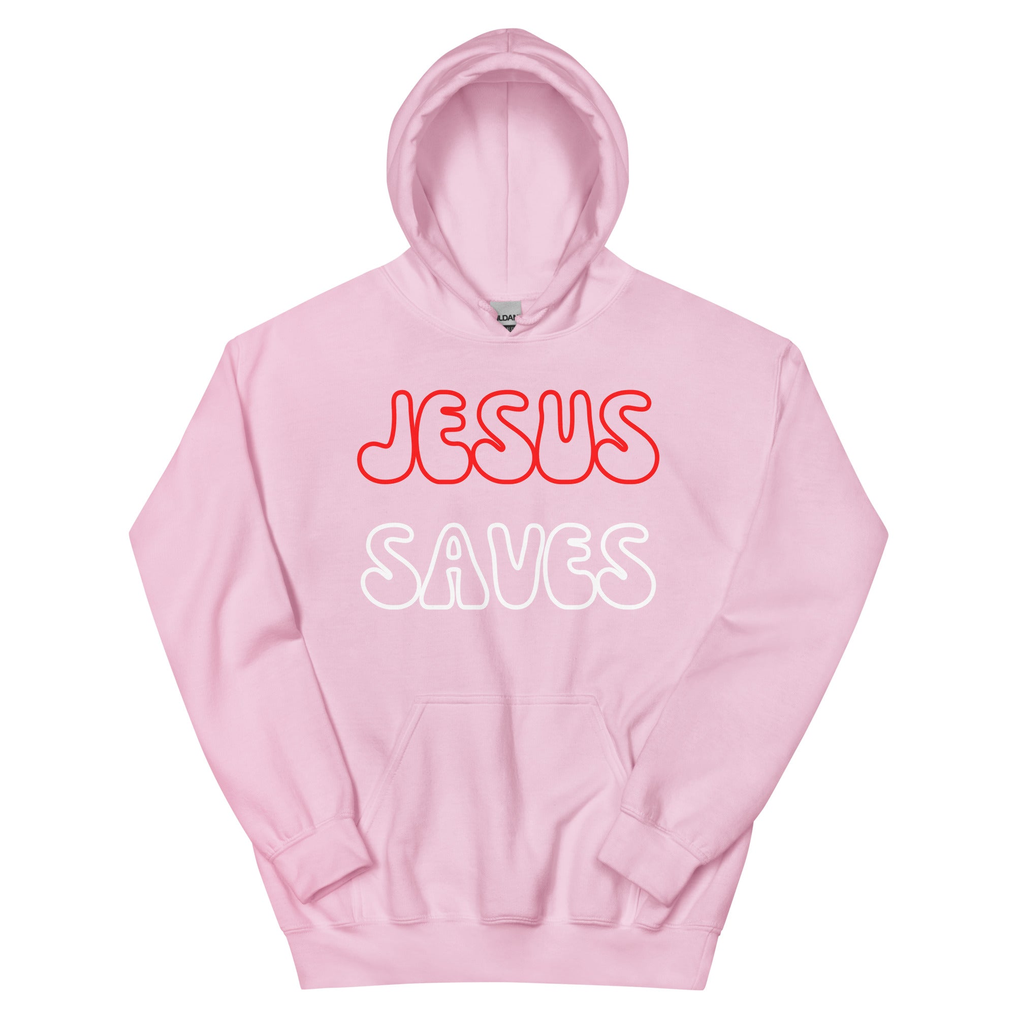 Jesus Saves Hollow  Red/White Unisex Hoodie