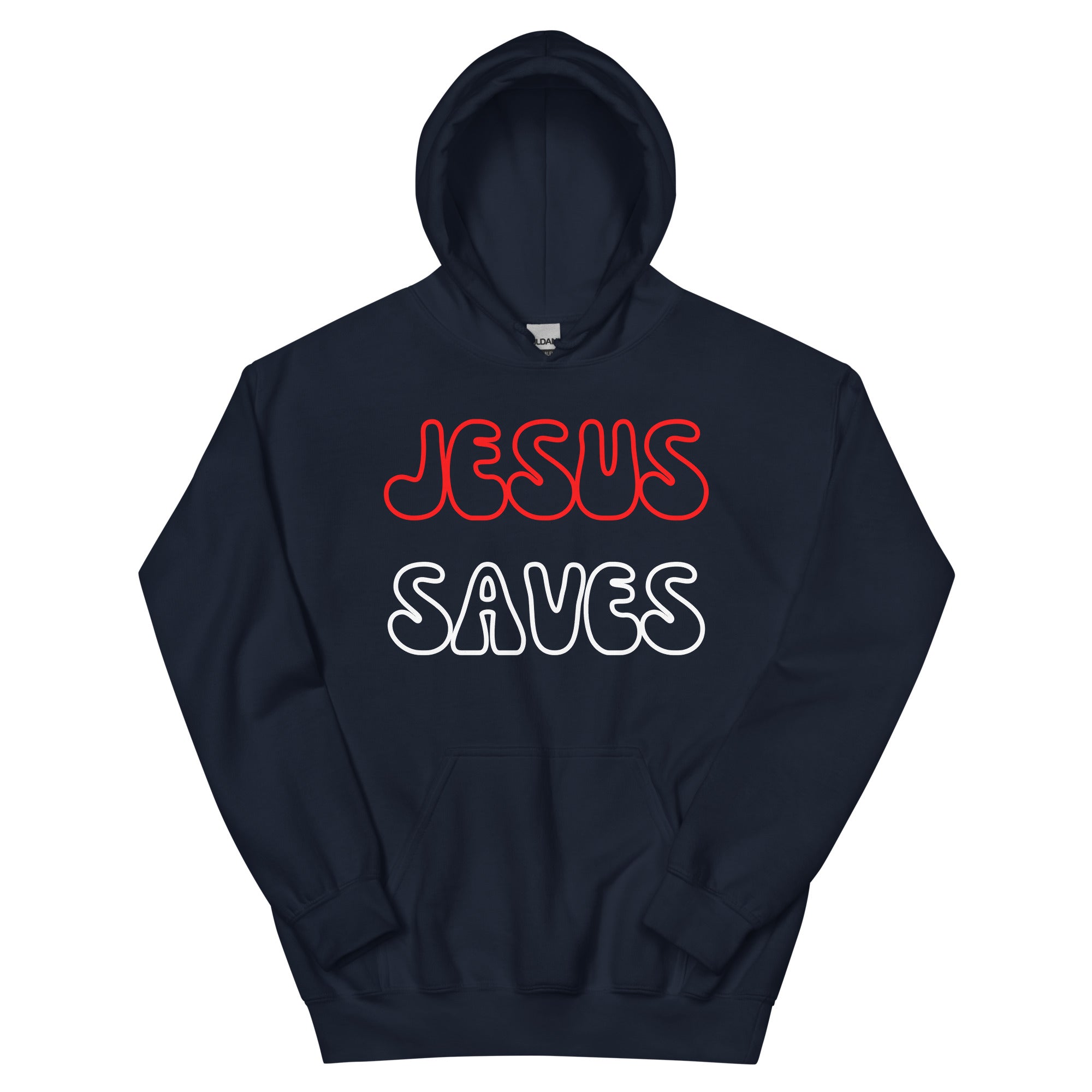 Jesus Saves Hollow  Red/White Unisex Hoodie