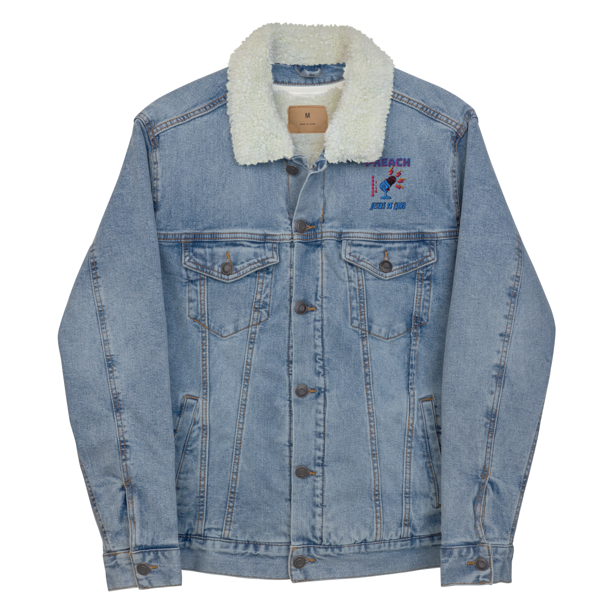 Jesus is Coming Unisex denim sherpa jacket