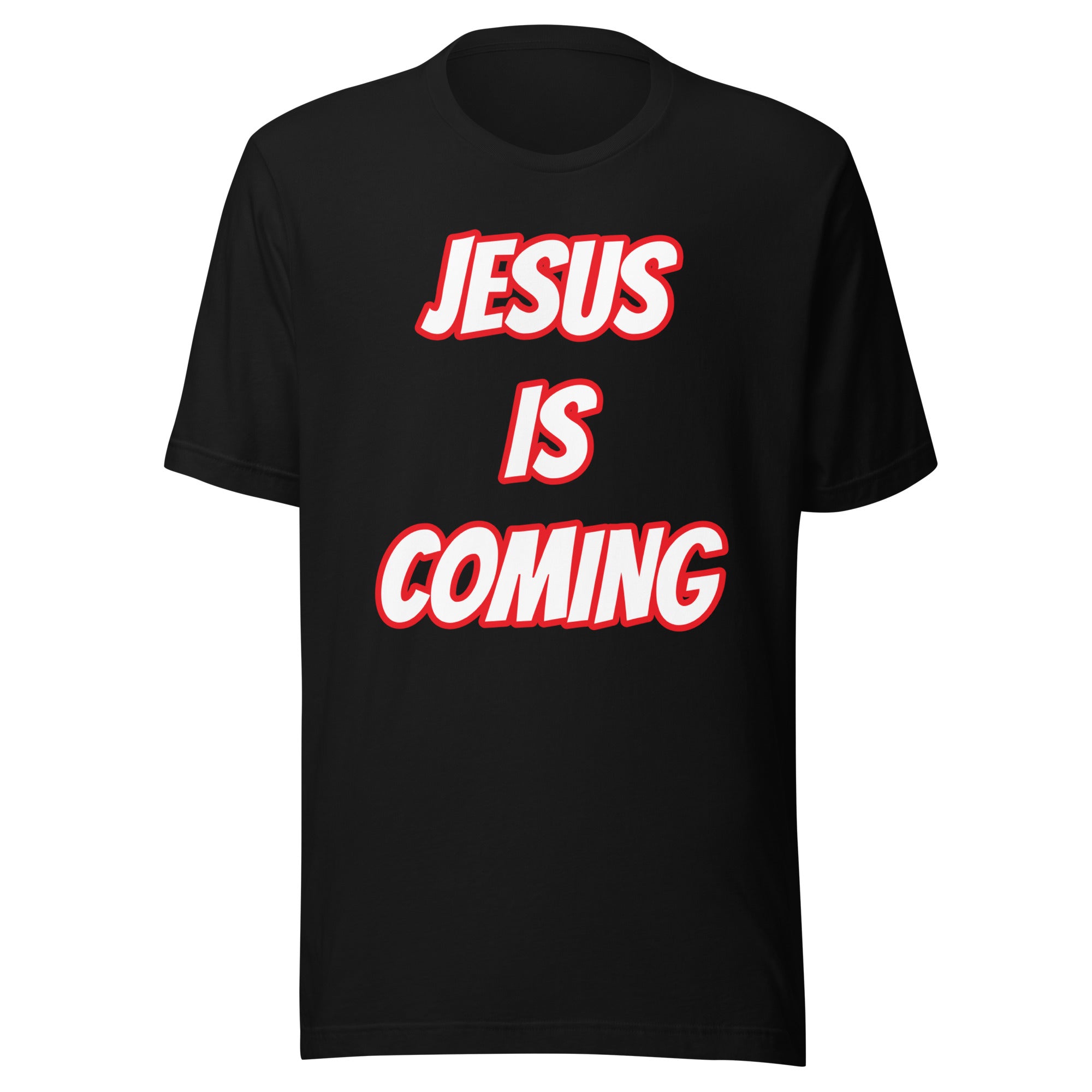 JESUS IS COMING BLACK/RED Unisex t-shirt