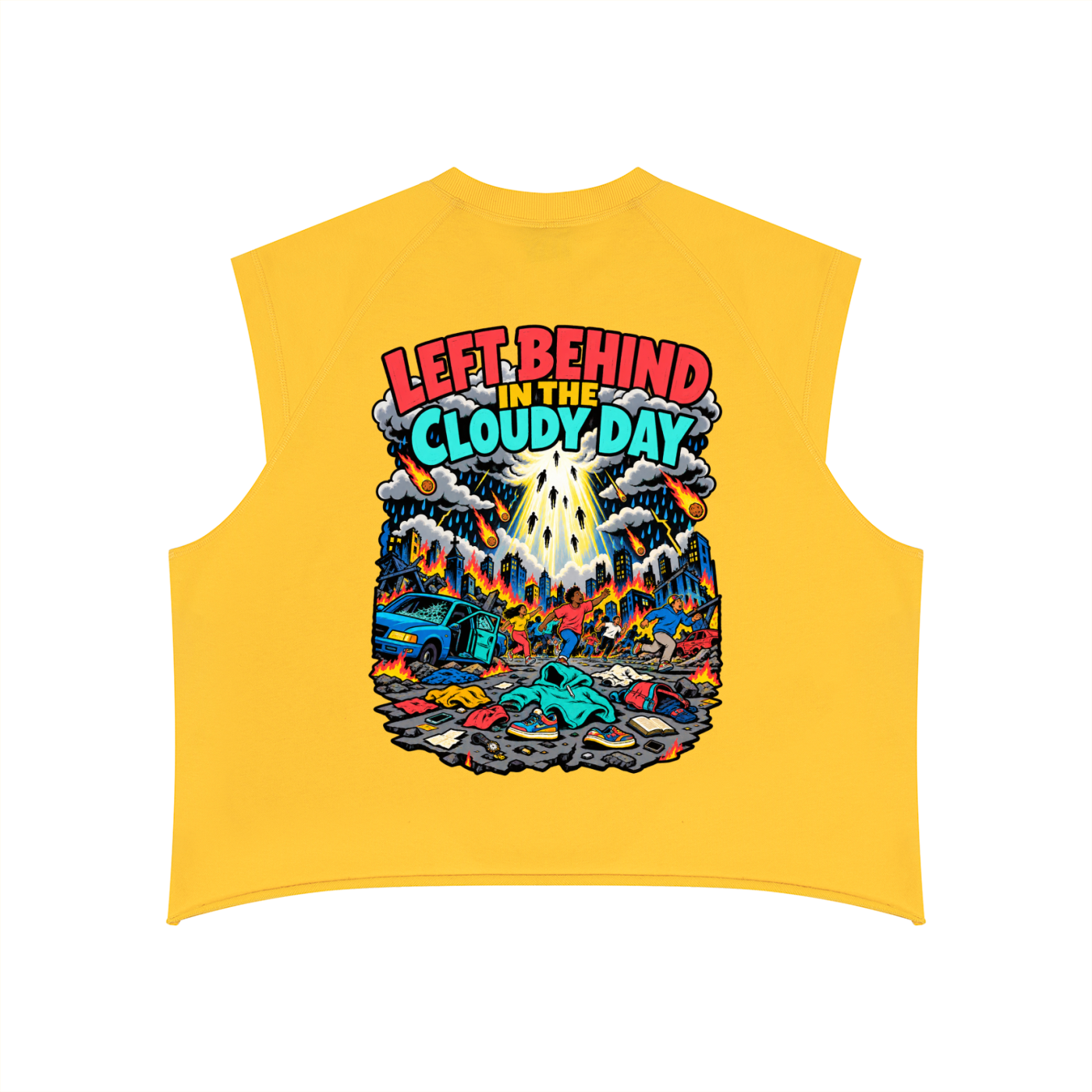 Left Behind in the Cloudy Day Men’s Boxy Raw Hem Tank Top