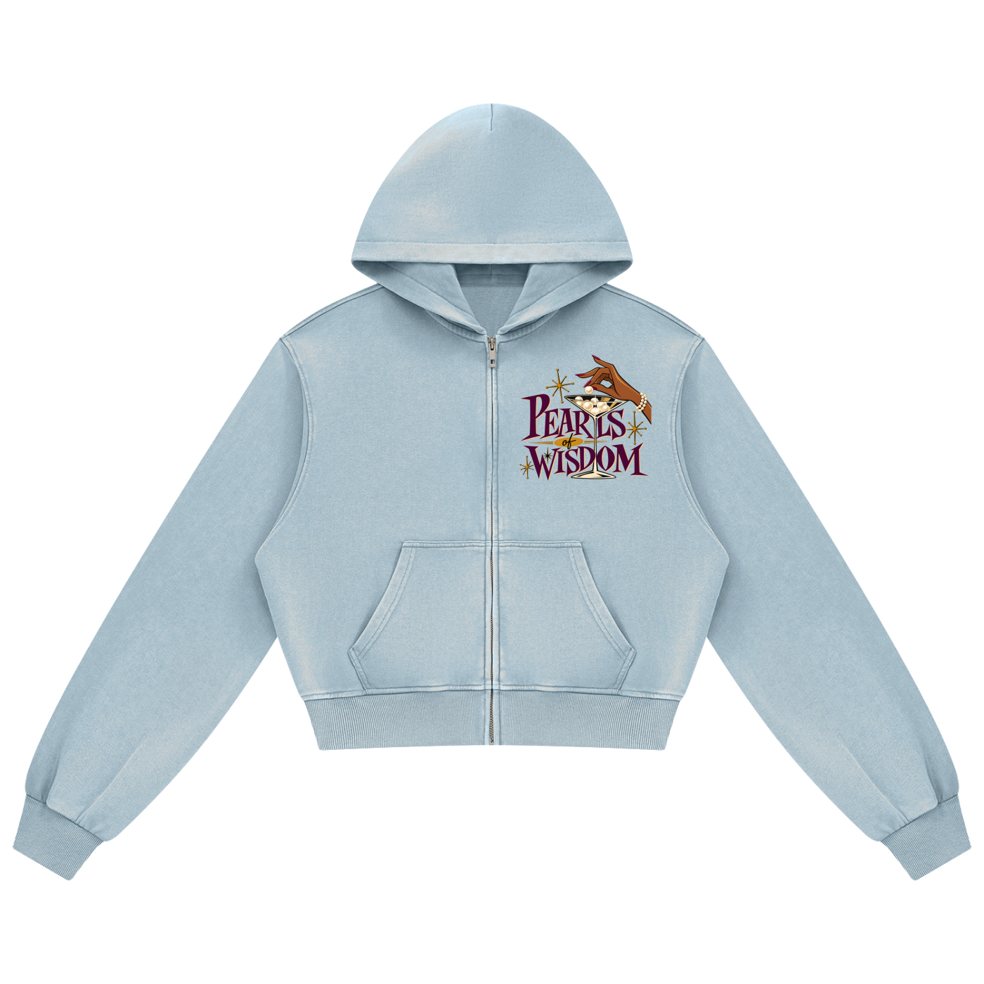 Pearl's of Wisdom Women's Mineral Wash Full Zip Hoodie