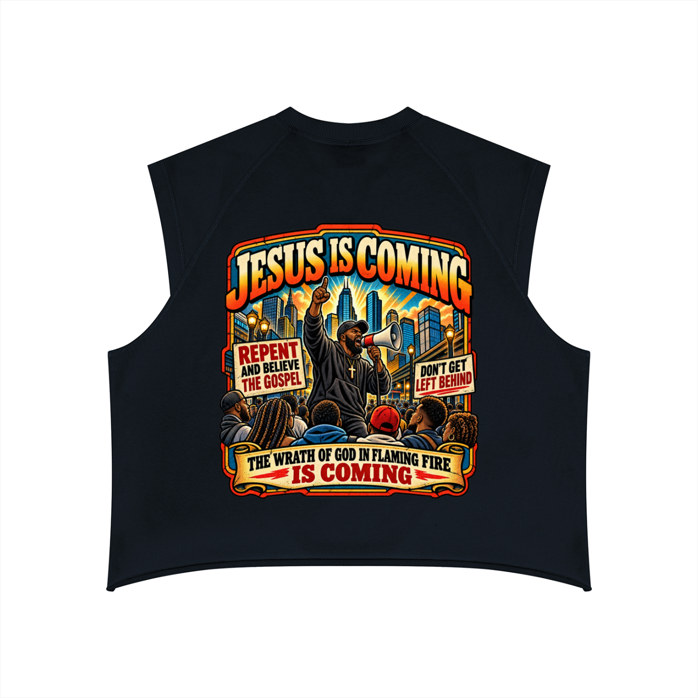 Flaming Fire Men’s Boxy Raw Hem Tank Top