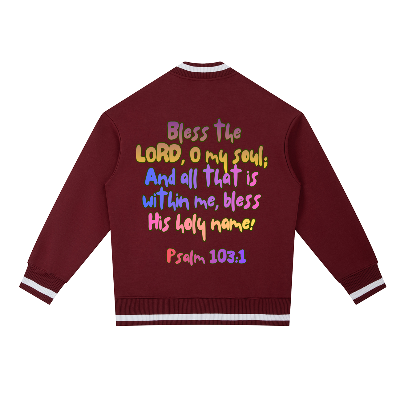 "Psalm 103:1" Contrast Piping Zip Bomber Jacket