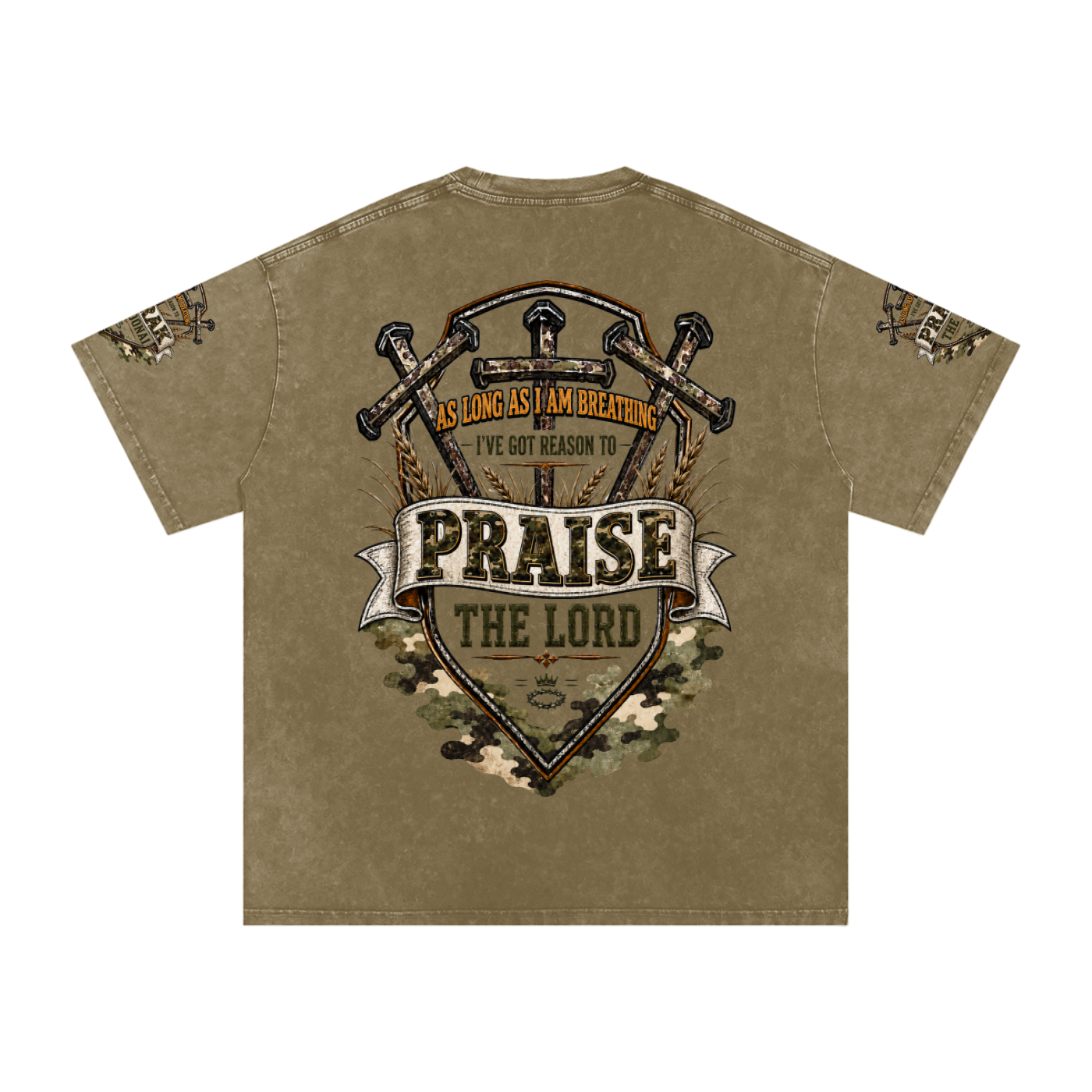 Praise/Barak the Lord Snow Washed Oversized Cotton T-Shirt