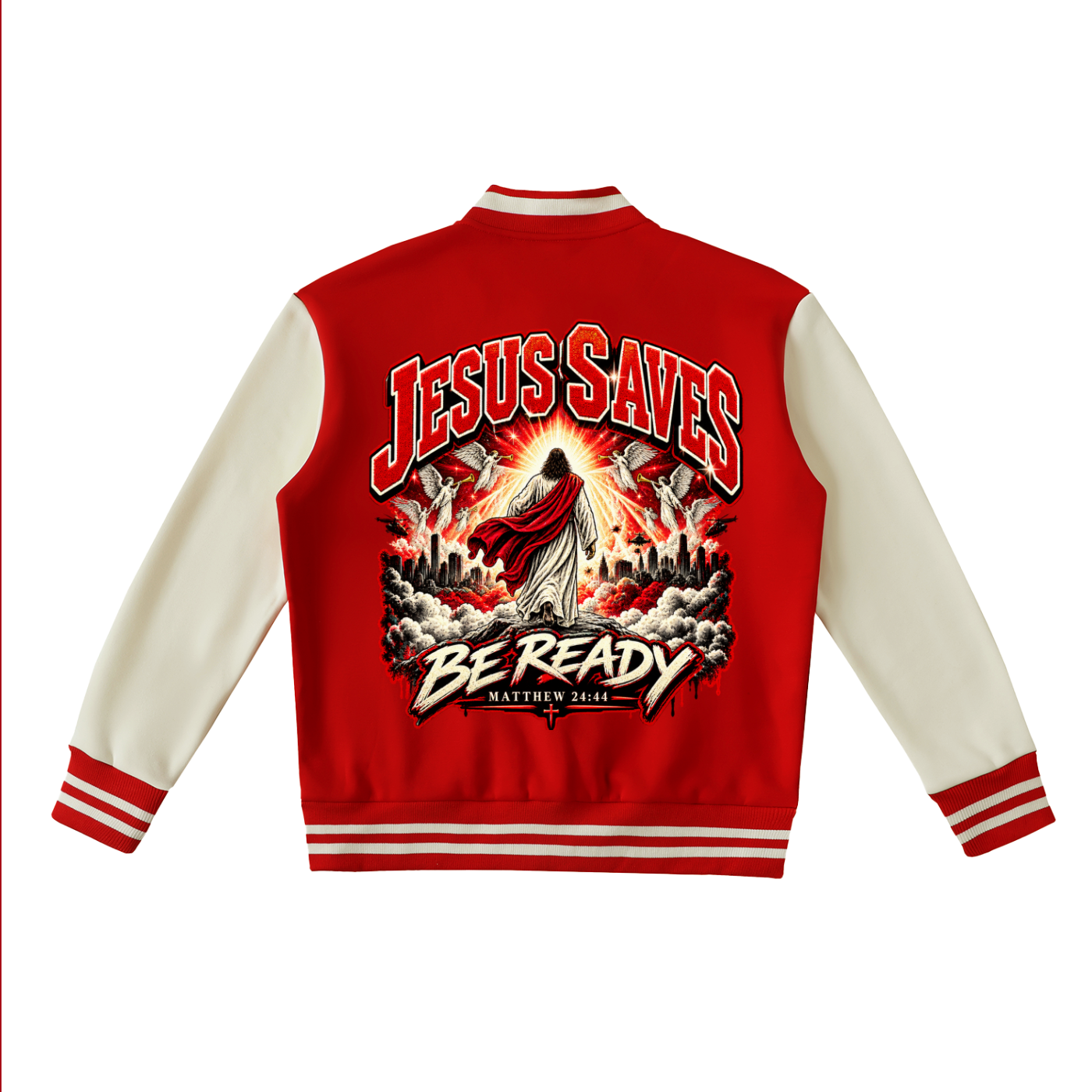Jesus Saves Two-Tone Fleeced Varsity Jacket