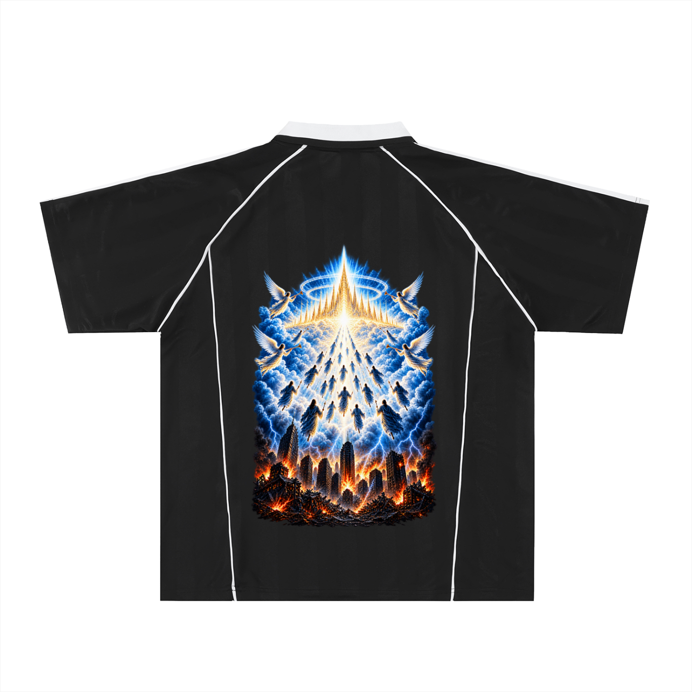 YHWH hebrew Shadow Stripe Collared Soccer Jersey