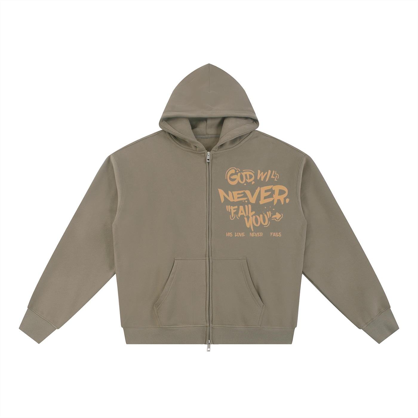 "His Love Never Fails" Essential Fleece Zip-Through Hoodie