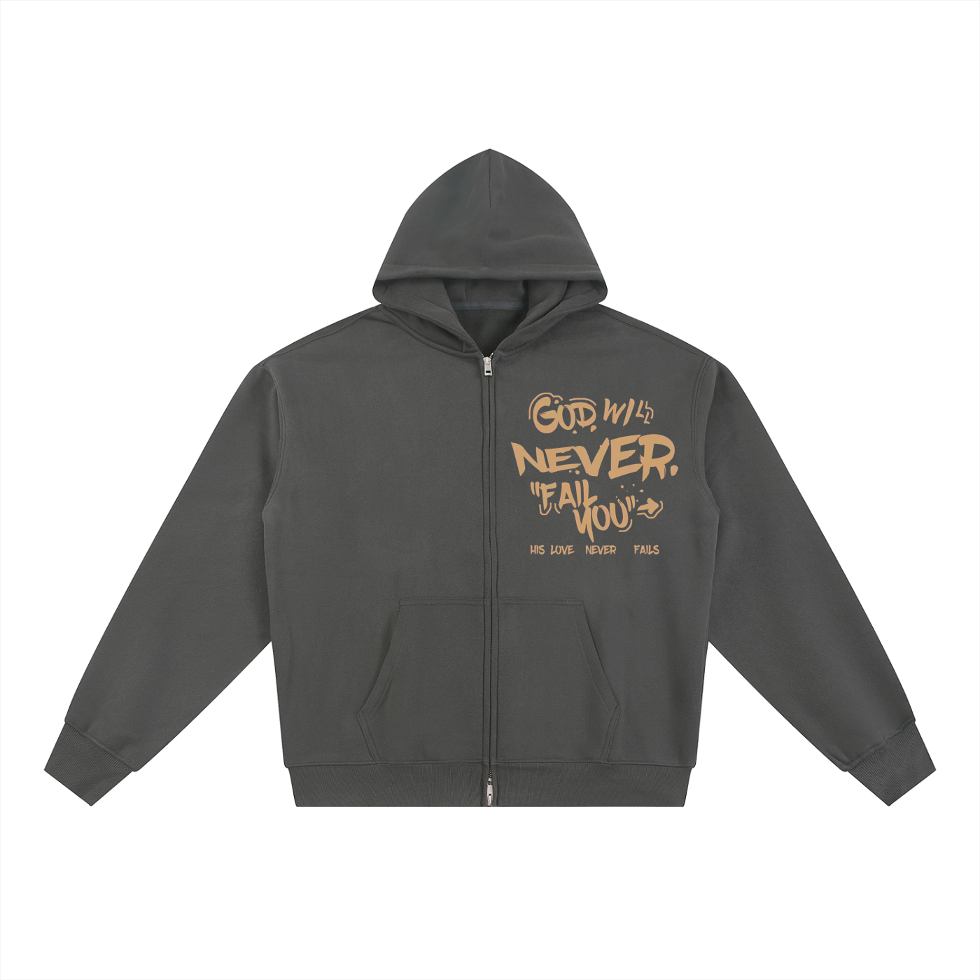 "His Love Never Fails" Essential Fleece Zip-Through Hoodie