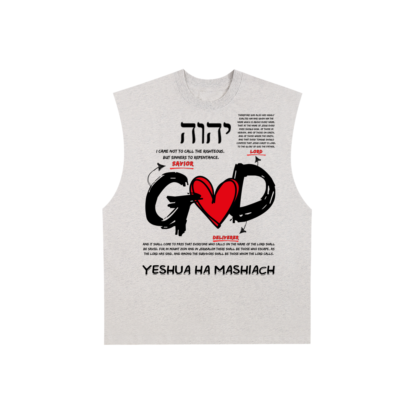 "GOD" Raw Edge Cotton Tank Top