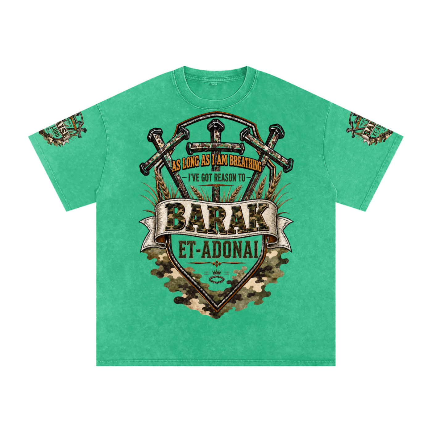 Praise/Barak the Lord Snow Washed Oversized Cotton T-Shirt