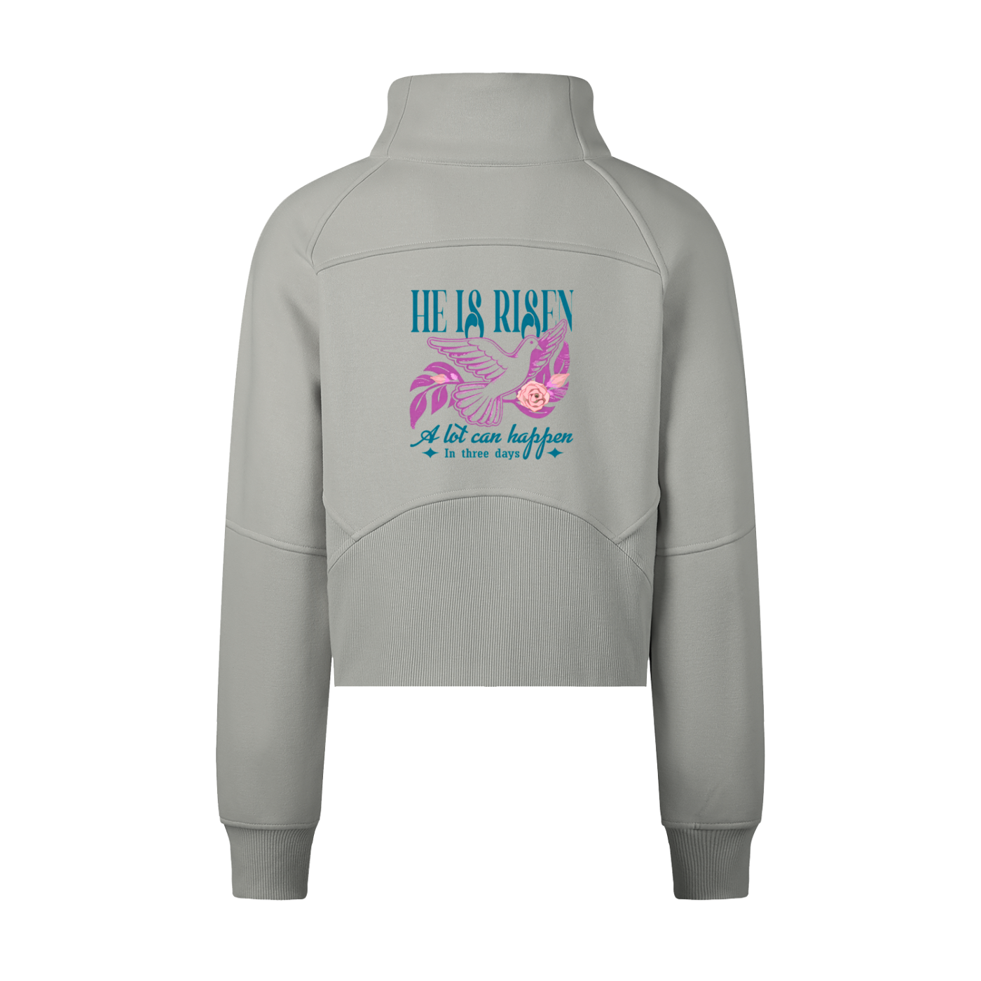 "He is RISEN" Women's Cropped Half-Zip Sweatshirt