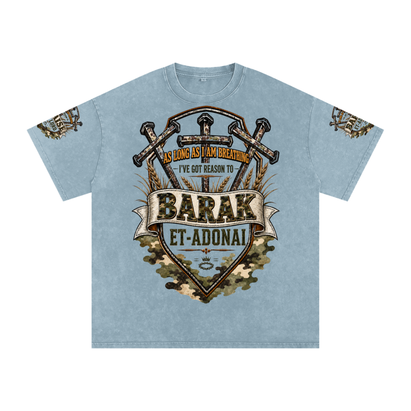 Praise/Barak the Lord Snow Washed Oversized Cotton T-Shirt