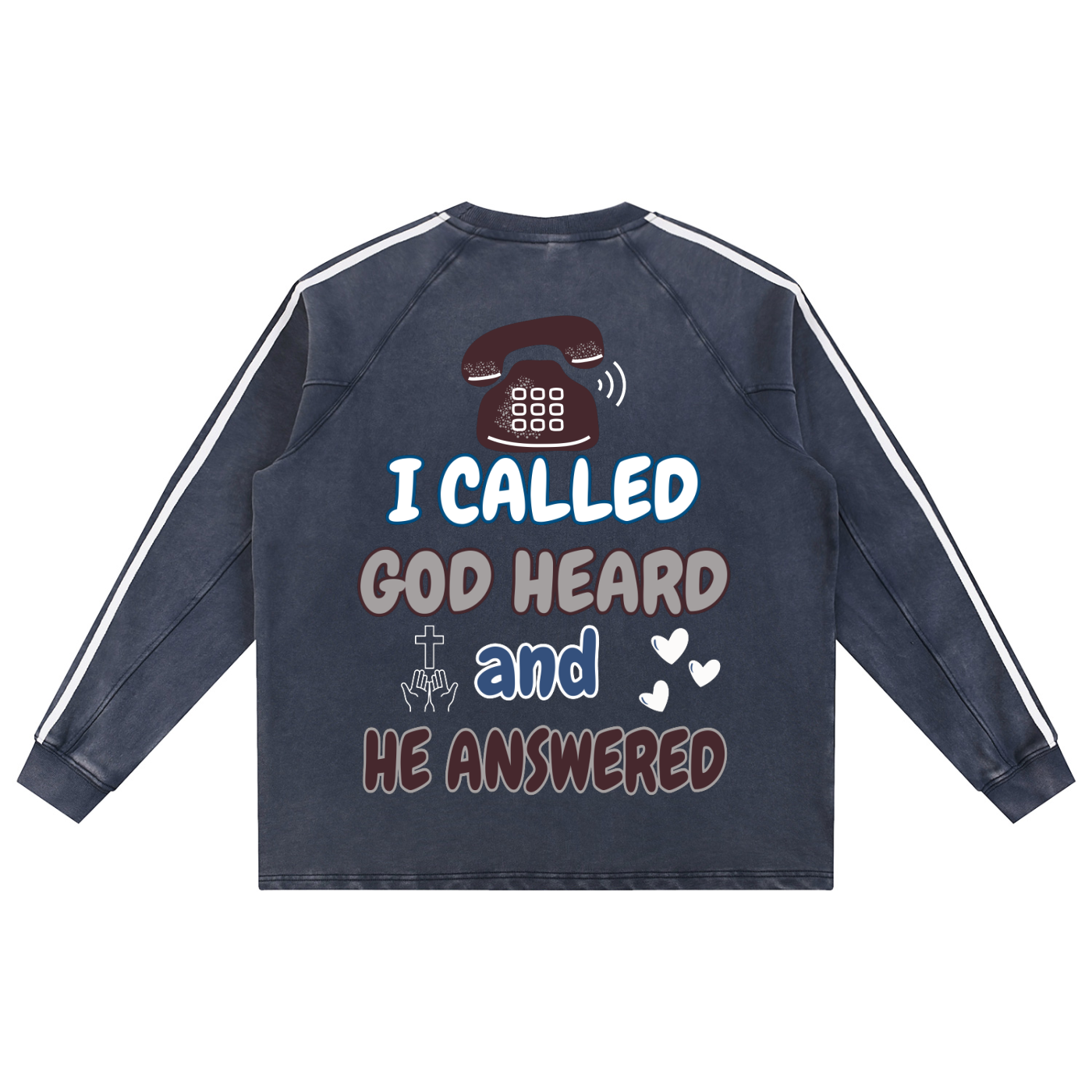 "Never Stop Praying" now Washed Contrast Tape Sweatshirt