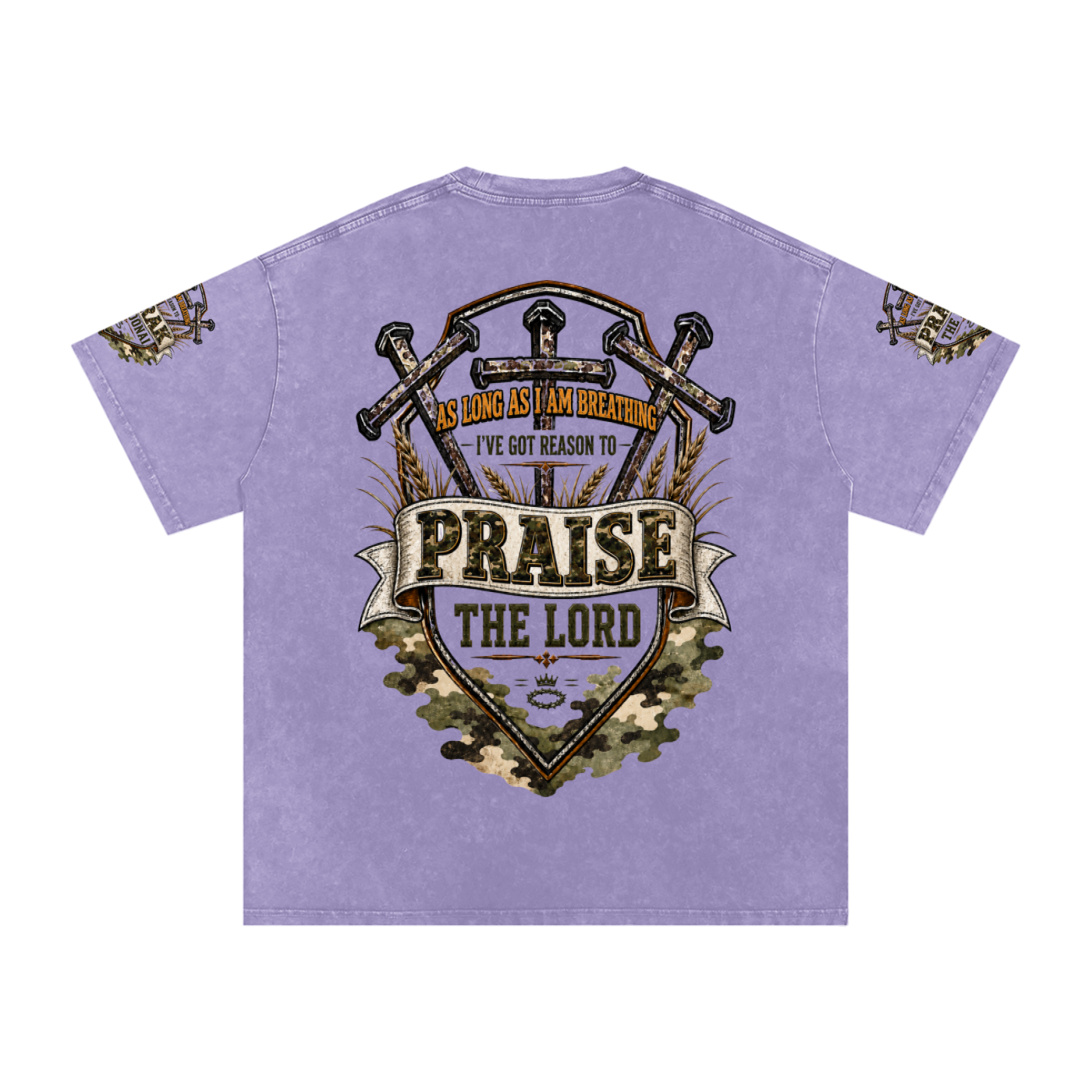 Praise/Barak the Lord Snow Washed Oversized Cotton T-Shirt