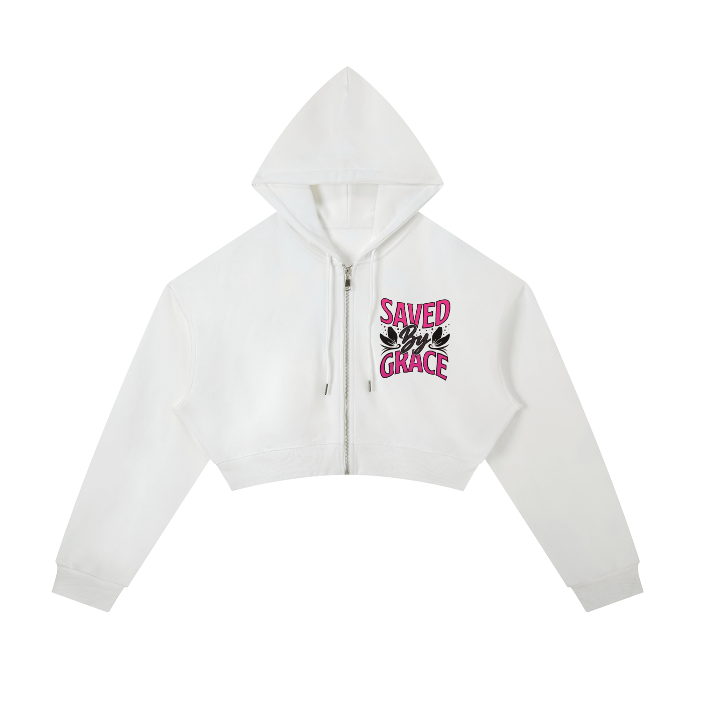 Saved by grace/walk by faith Essential Cropped Zip-Up Hoodie