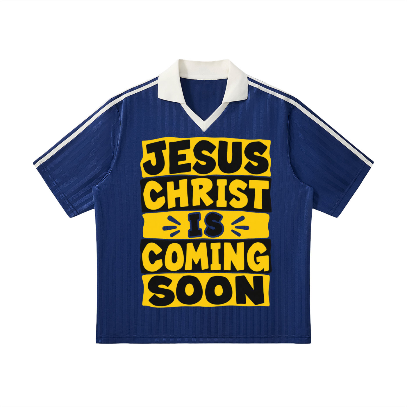 888 Contrast Collar Striped Soccer Jersey